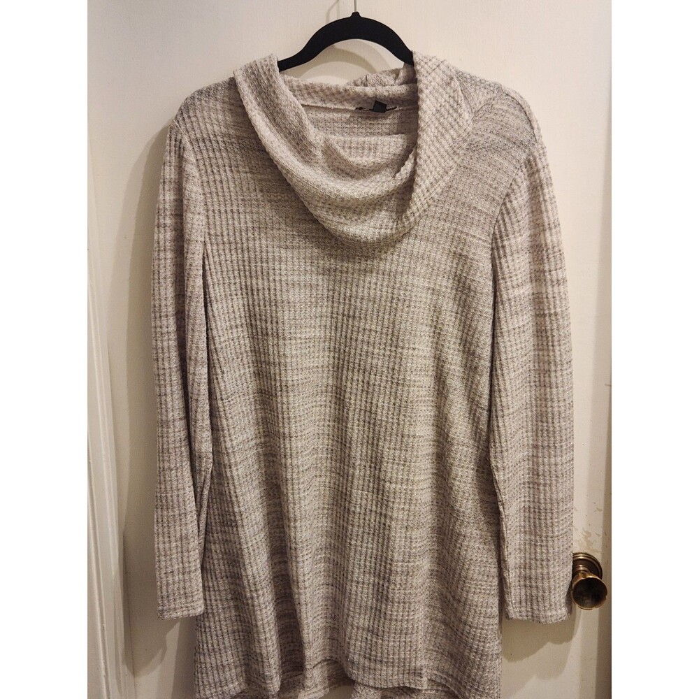 Lane Bryant Size 14/16‎ Long Sleeve Cowl Neck Marled Light Gray Tunic Top